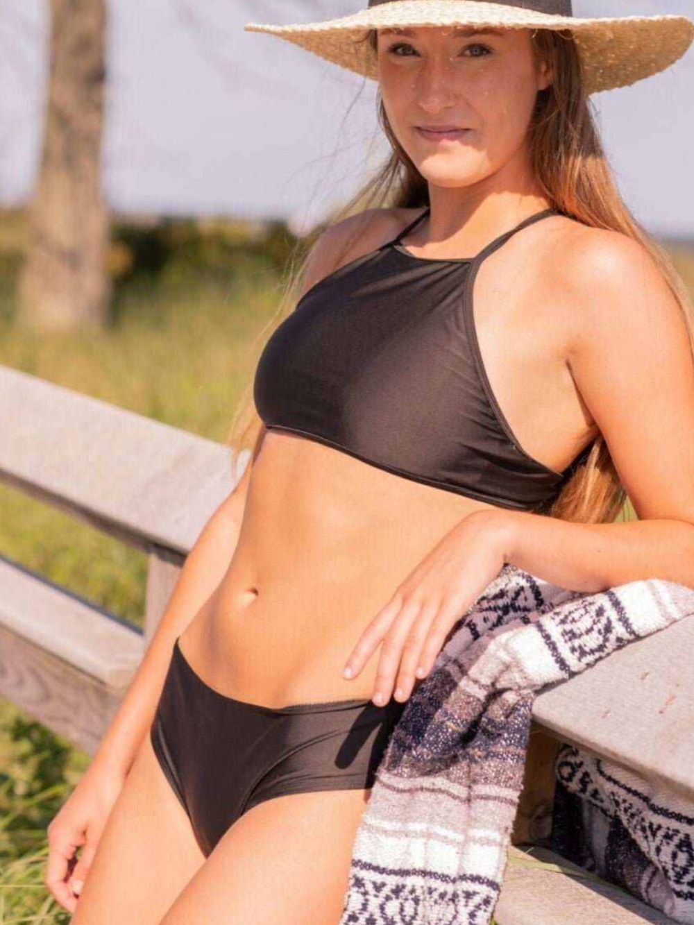 Asatre Black High-Neck Two-Piece Bikini